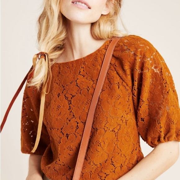 Anthropologie Dolan Left Coast Nora Floral Corduroy Rust Top size small - Picture 1 of 11